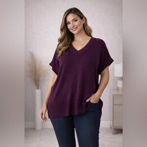 Vince Camuto Knit Short Sleeve Sweater Top Winter Bloom Size L NWT